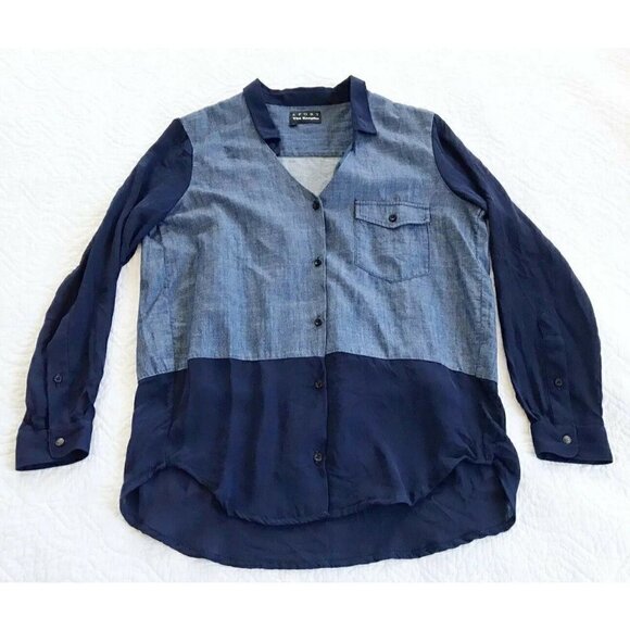 Sport The Kooples Blue Denim & Semi Sheer Top S - Picture 7 of 7